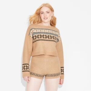 Wild Fable Crewneck Cropped Fair Isle Holiday Sweater
